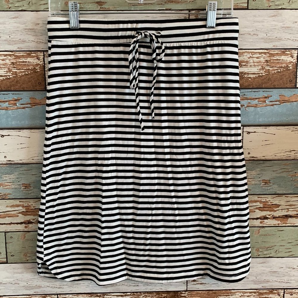 OVI Black/Off White Striped Stretch Pencil Skirt S